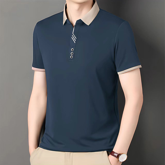 12642821.男装POLO领短袖商务休闲T恤QDBG8808