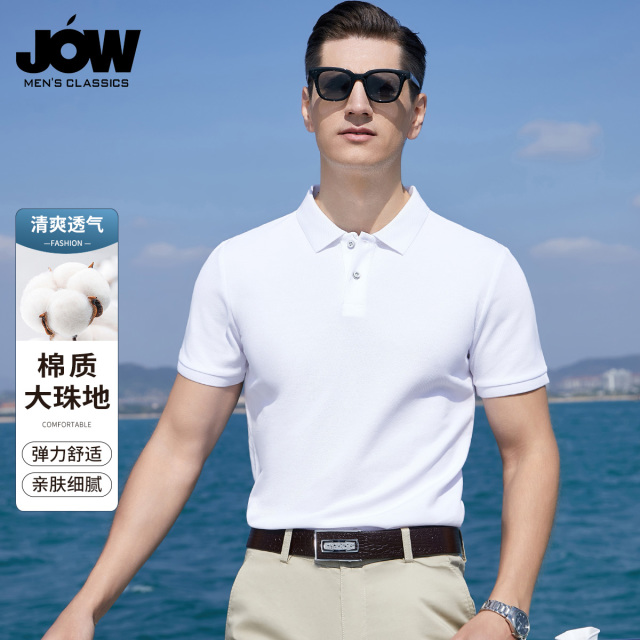 11890167.【大珠地棉T】亲肤透气商务休闲polo衫男短袖夏季翻领T恤