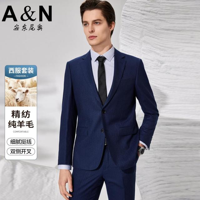 11905754.【100%精纺羊毛】春秋商务两件套细腻挺括韩版西装男套装