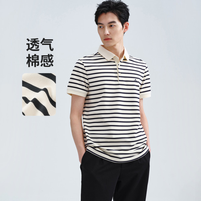 11906995.【条纹短袖Polo衫】意大利小帆船夏季时尚短袖翻领条纹T恤男