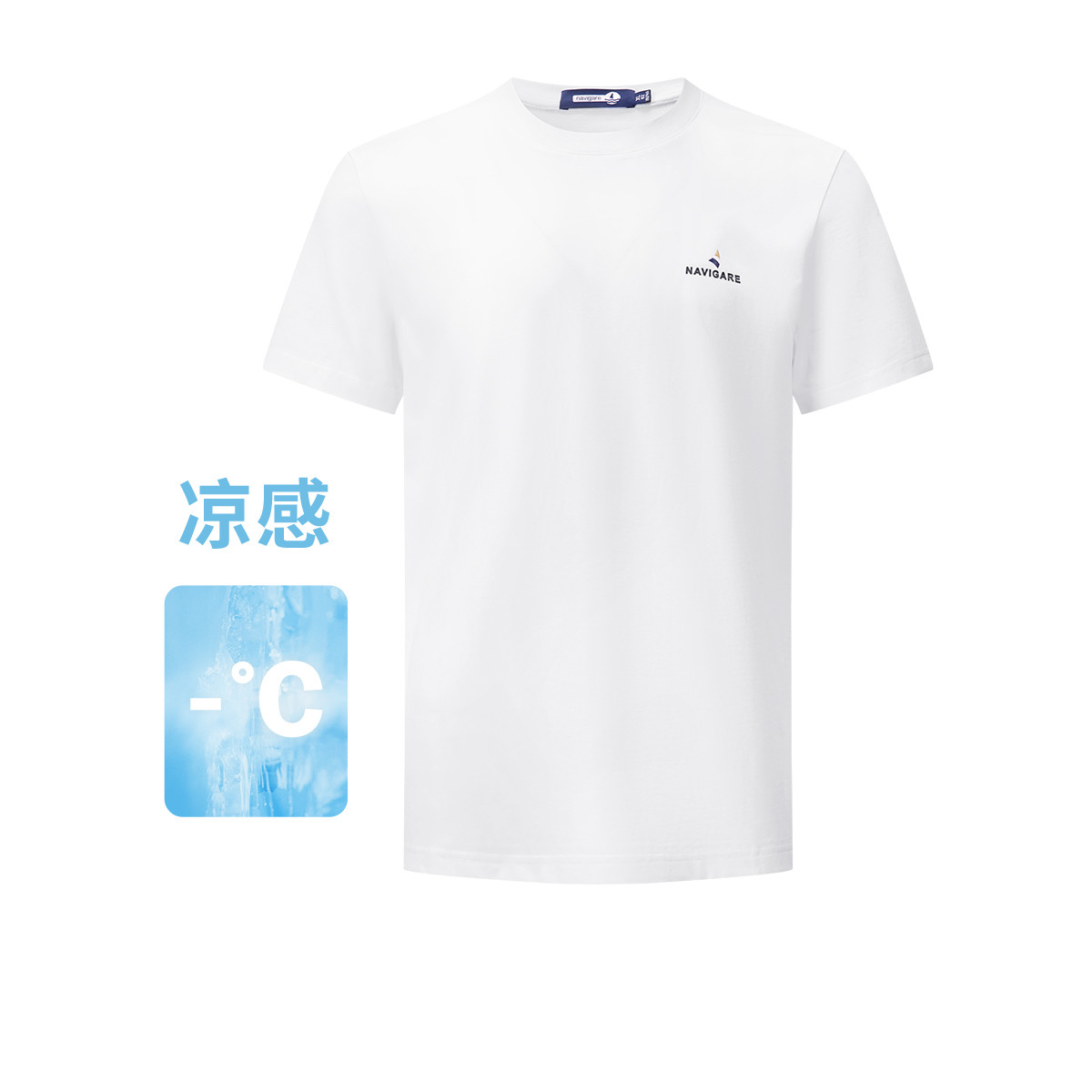 11907018.【凉感】意大利小帆船 春夏简约刺绣净色内搭男士短袖圆领T恤
