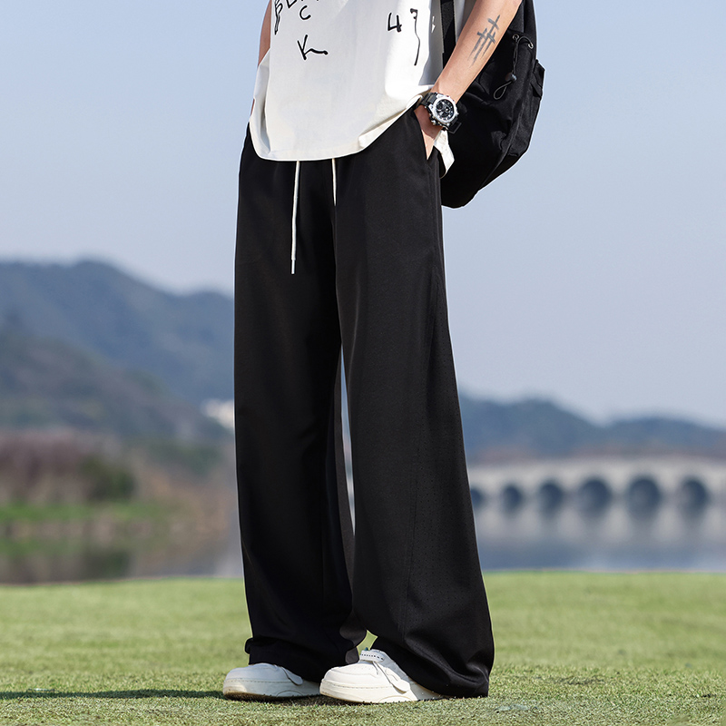 11904545.淘贝鼠春夏上新男式潮牌薄款透气孔垂感直筒休闲裤【淘贝鼠男装XJ】