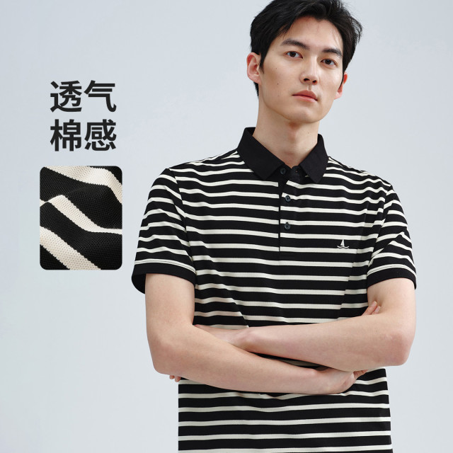 11907030.【主推爆款】意大利小帆船 夏季休闲百搭短t恤男条纹Polo衫