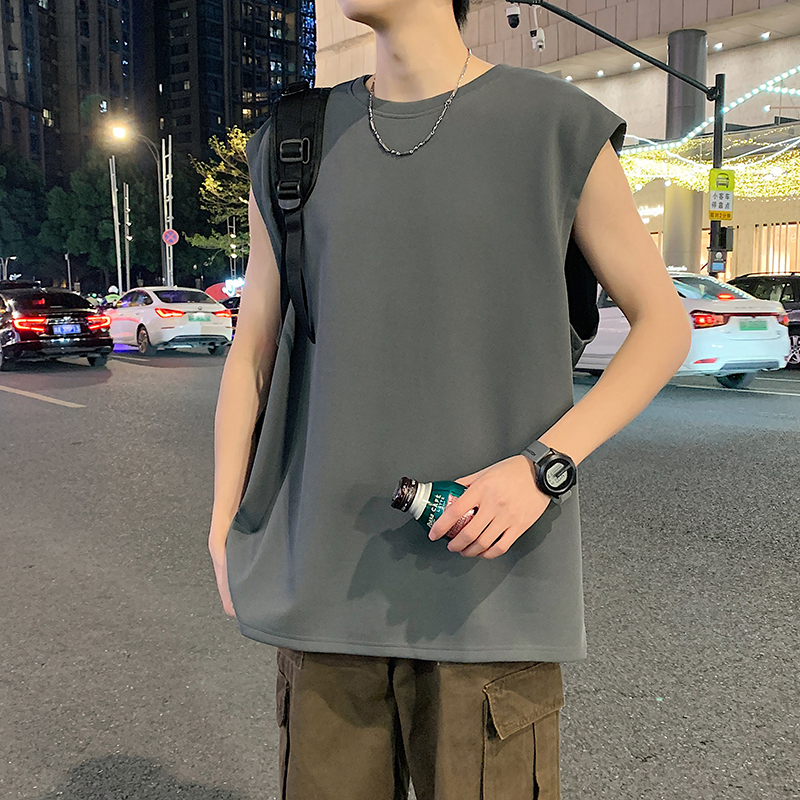 11904578.七玻威夏季新款男式M-8XL潮牌纯色无袖型男透气背心【七玻威男装XJ】