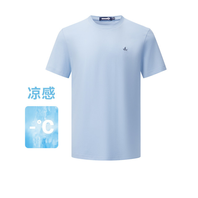 11907009.【凉感透气】意大利小帆船 净色简约干爽舒适短袖圆领休闲T恤男