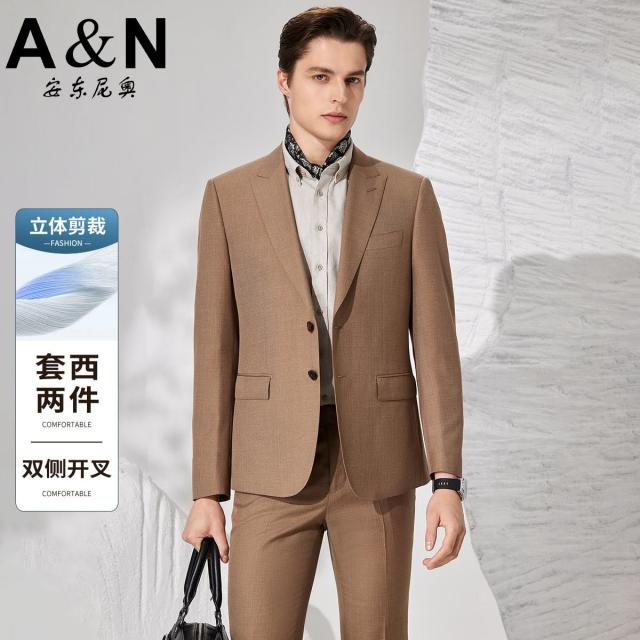 11905749.【轻奢商务套西】四季款纯色时尚正装礼服男舒适西装西裤2件套装