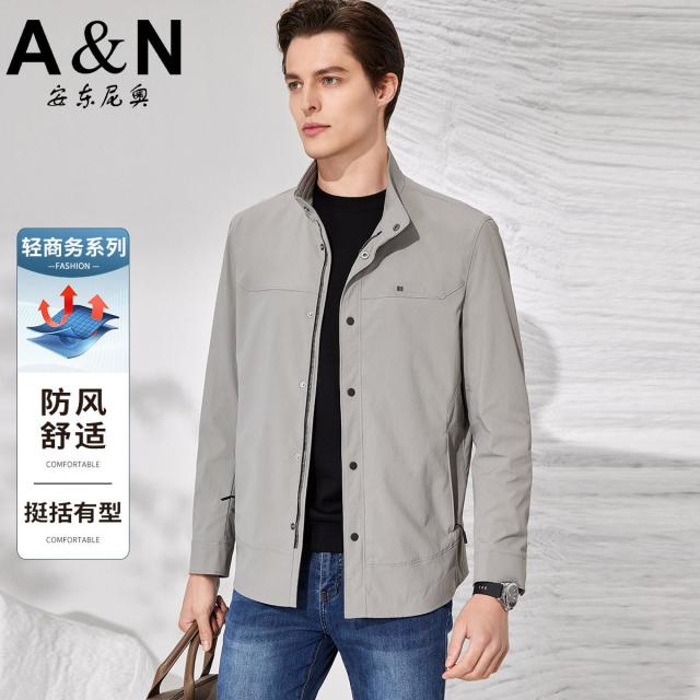 11911411.【简约轻商务】春秋季休闲夹克男青年弹力易打理立领茄克外套