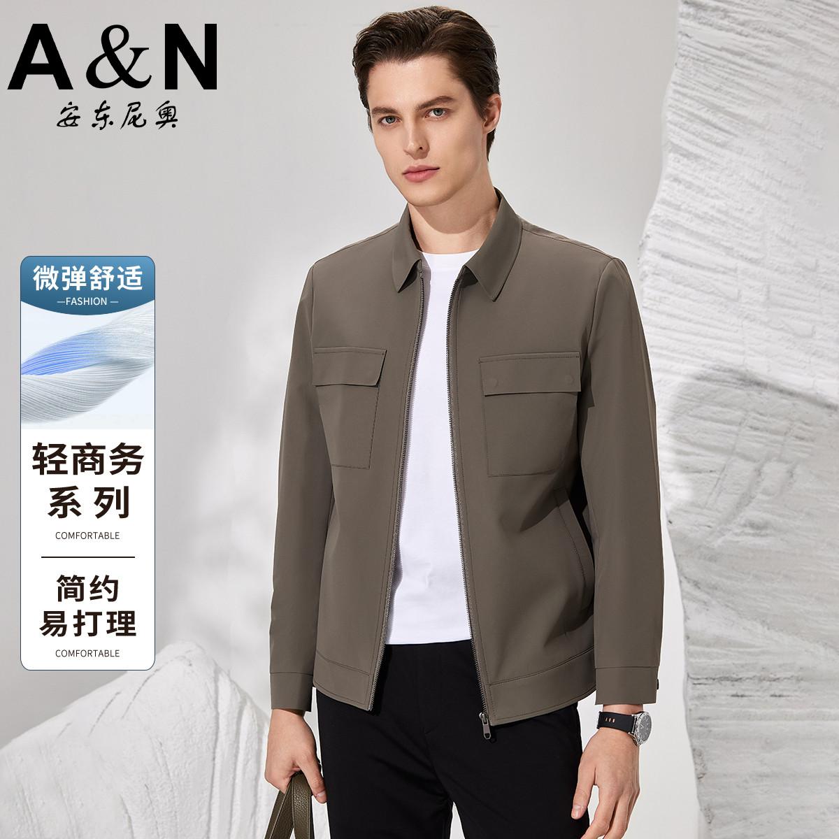 11909661.【轻商务系列】商务休闲翻领夹克中年简约易打理微弹舒适男式外套