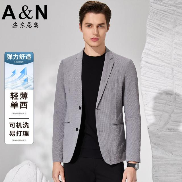 11910114.【轻薄华夫格肌理】春季商务休闲单西舒适百搭易打理西装外套男