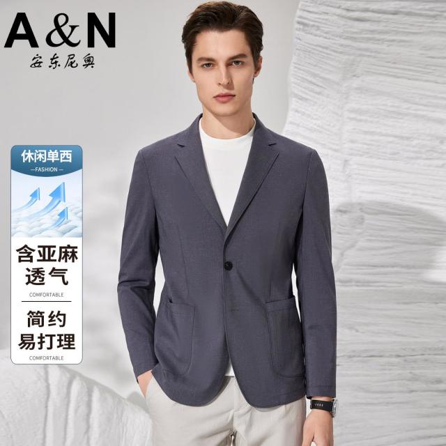 11910108.【含亚麻透气】春季简约易打理薄款单西中年休闲商务西装男士外套