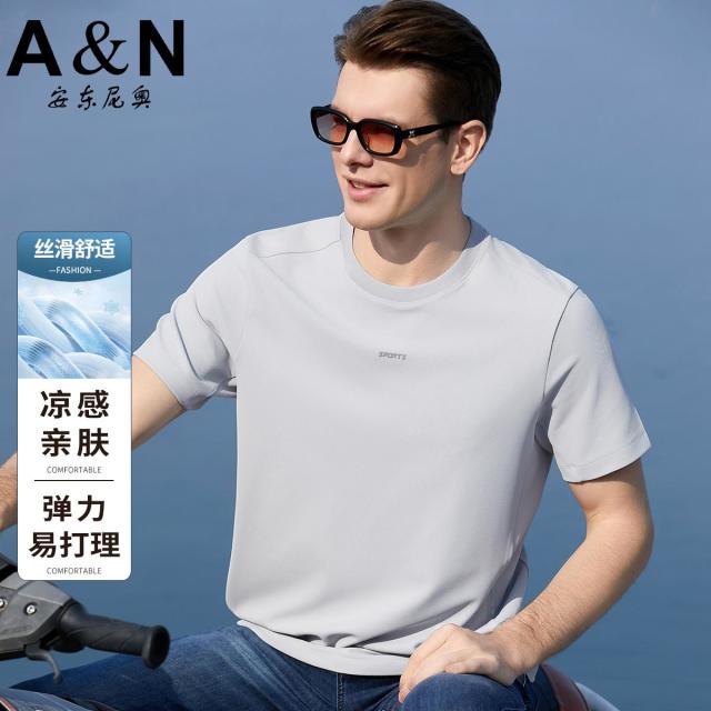 11909666.【轻奢户外风】弹力易打理运动休闲t恤男短袖圆领夏季透气半袖