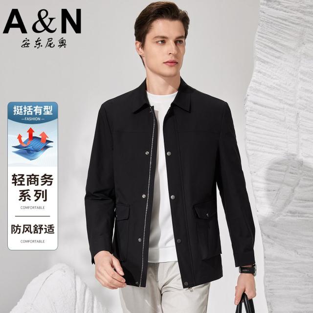 11911408.【防风舒适&挺括有型】春季休闲夹克男青年易打理翻领轻商务外套