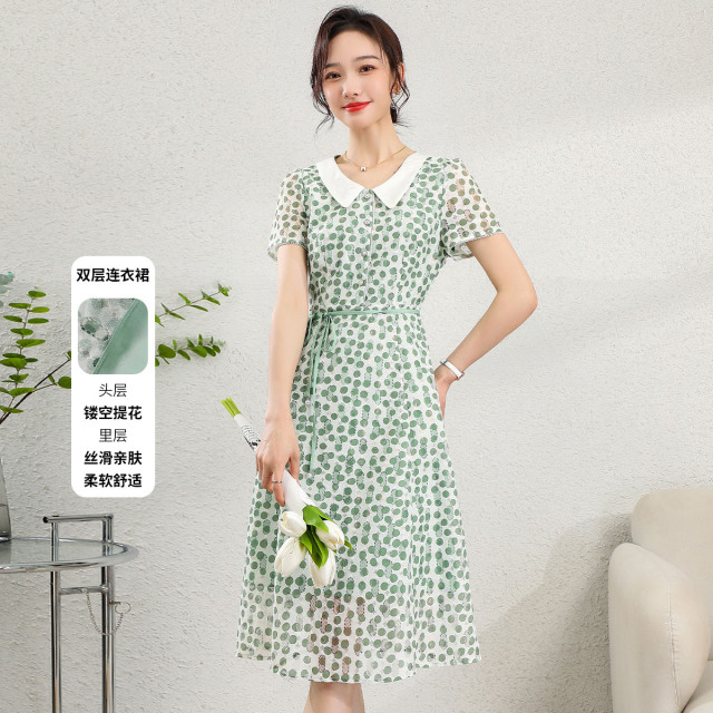 11980352.【清仓特卖】【收腰显瘦】时尚波点蕾丝茶歇裙夏季气质中长款连衣裙女