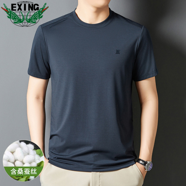 12645723.【含桑蚕丝】EXING男士时尚短袖T恤