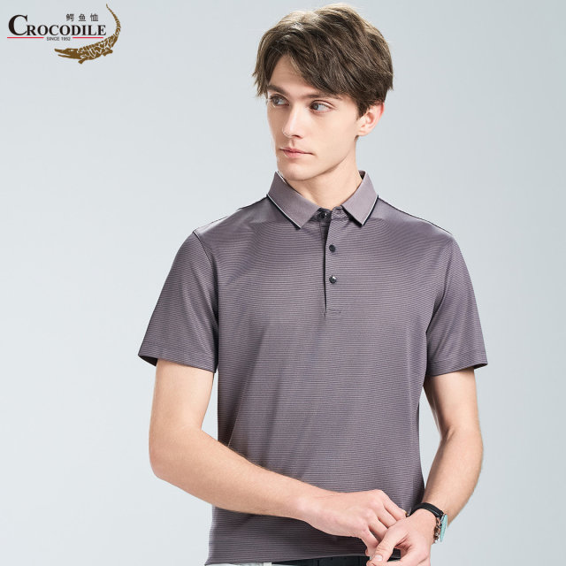 11940649.【含13.4%桑蚕丝】夏季新品轻奢透气短袖男式Polo衫男