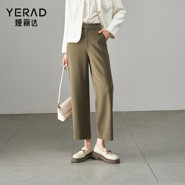 11935068.【娅丽达】OL职场通勤西装阔腿裤女简约百搭九分直筒休闲裤
