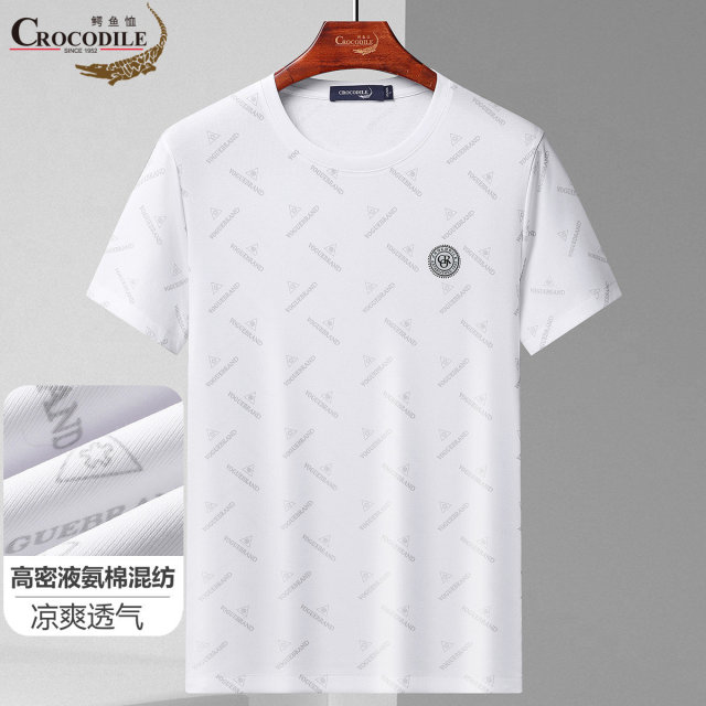 11940632.鳄鱼恤【专柜精选】夏季高密液氨棉混纺时尚印花男式短袖t恤男