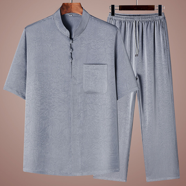 11961737.唐装男中老年爸爸夏装高档套装新款老年人男士爷爷夏季短袖中国风