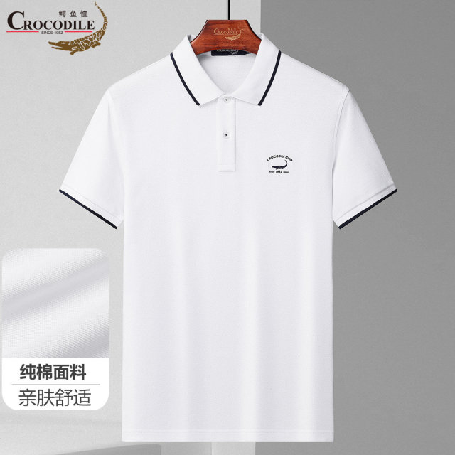 11960494.鳄鱼恤【轻奢商务】夏季专柜纯棉宽松版品牌绣花男式短袖Polo衫男