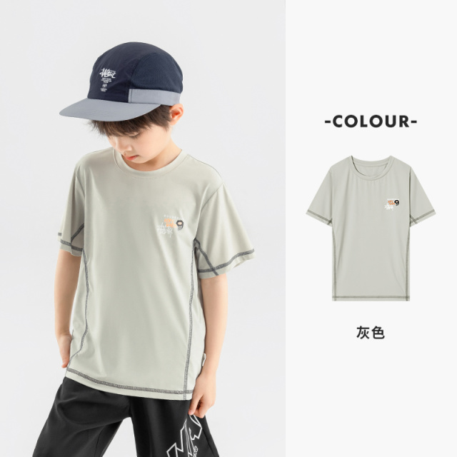 13310585.儿童2026夏季冰感防晒运动T恤男童跑步训练短袖弹力透气中大童装