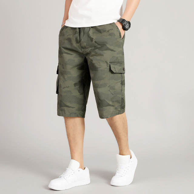 11961492.男士宽松大码休闲裤夏季薄款工装裤七分裤短裤男