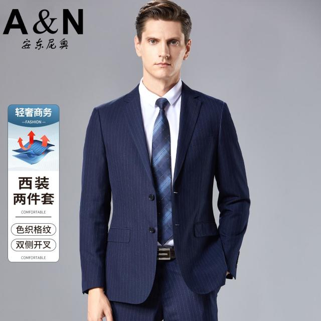 11961552.【套西两件套】春季商务正装条纹西服西裤套装男婚礼结婚新郎礼服