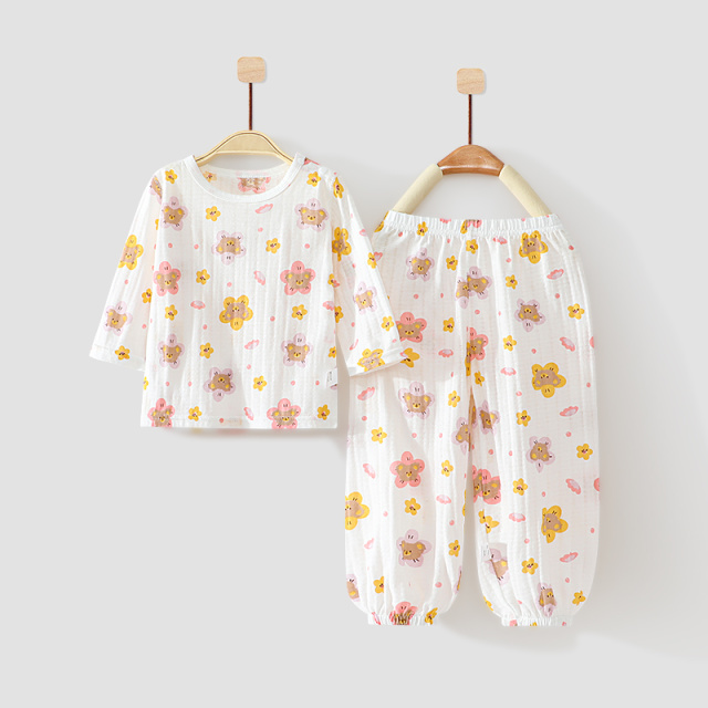 11978531.木木屋正品7A抑菌宝宝家居服男女童夏季外出两件套婴幼儿长袖睡衣套装
