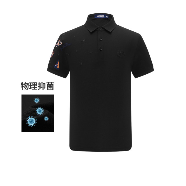 11996498.【含桑蚕丝&抑菌】意大利小帆船春夏短袖翻领顺滑男polo衫