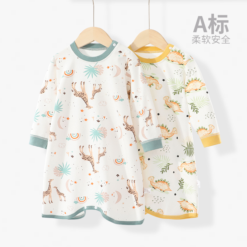 11987424.木木屋正品新款婴儿长袖睡袍男女儿童家居服春秋四季防踢睡衣宝宝连体睡裙空调服