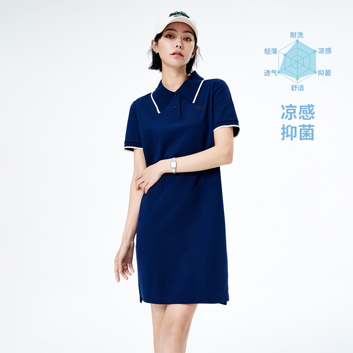 11995405.【凉感抑菌】意大利小帆船 春夏气质优雅宽松女士polo连衣裙