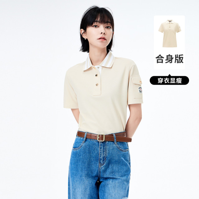 11996762.【吸湿速干】意大利小帆船 春夏休闲透气弹力女士短袖polo衫