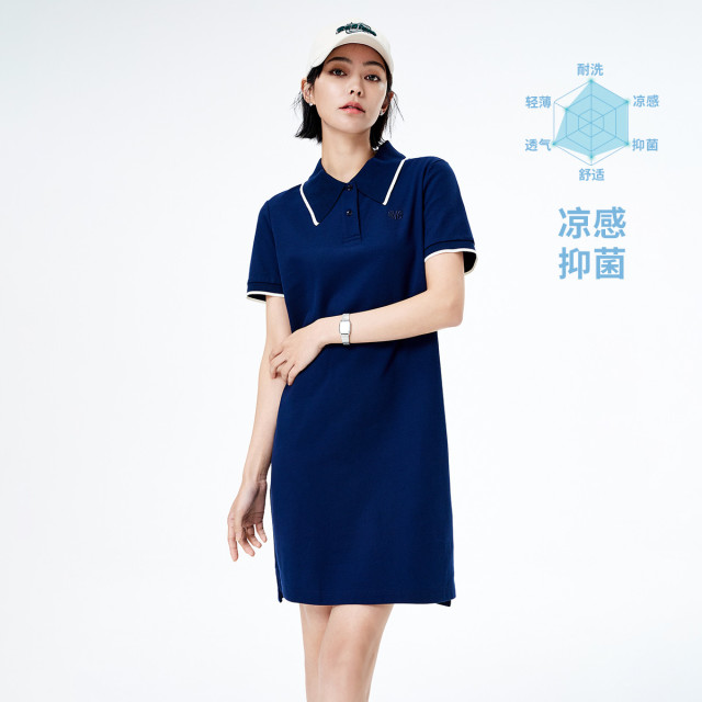 11995405.【凉感抑菌】意大利小帆船 春夏气质优雅宽松女士polo连衣裙