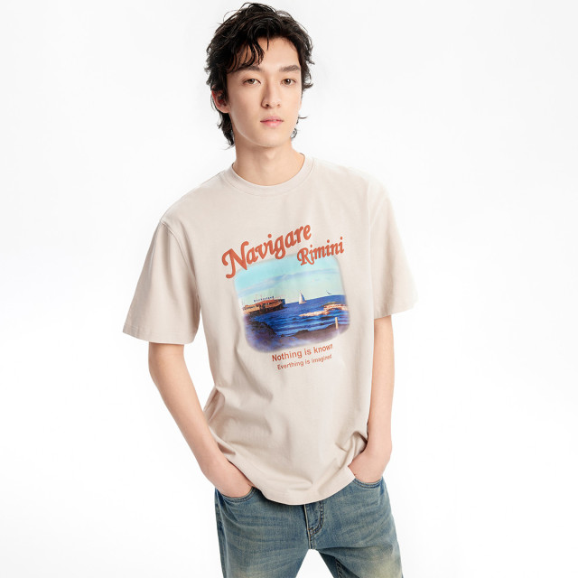 11995491.意大利小帆船YOUNG系列 春夏时尚海洋印花男女t恤