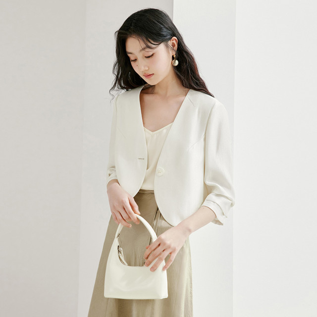 11993535.2025夏装v领小西装外套女高级感轻职场薄款西服上衣