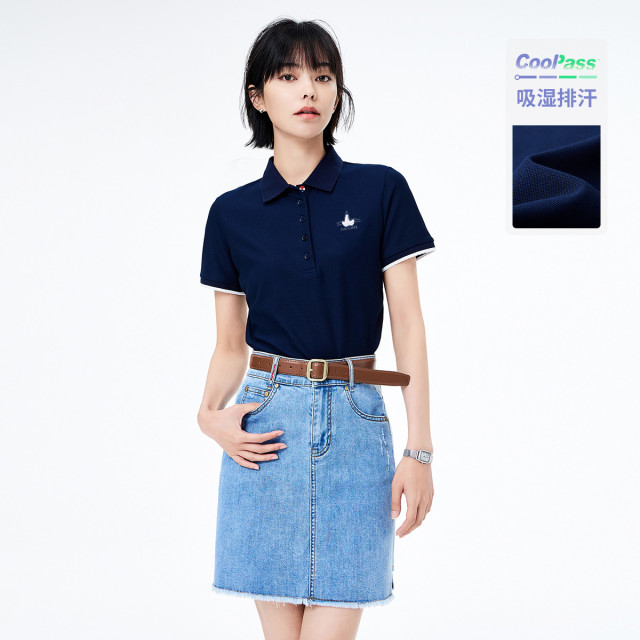 11996670.【速干】意大利小帆船 春夏轻薄透气运动短袖T恤女士POLO衫