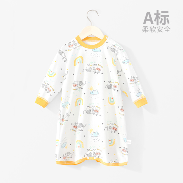 11987424.木木屋正品新款婴儿长袖睡袍男女儿童家居服春秋四季防踢睡衣宝宝连体睡裙空调服