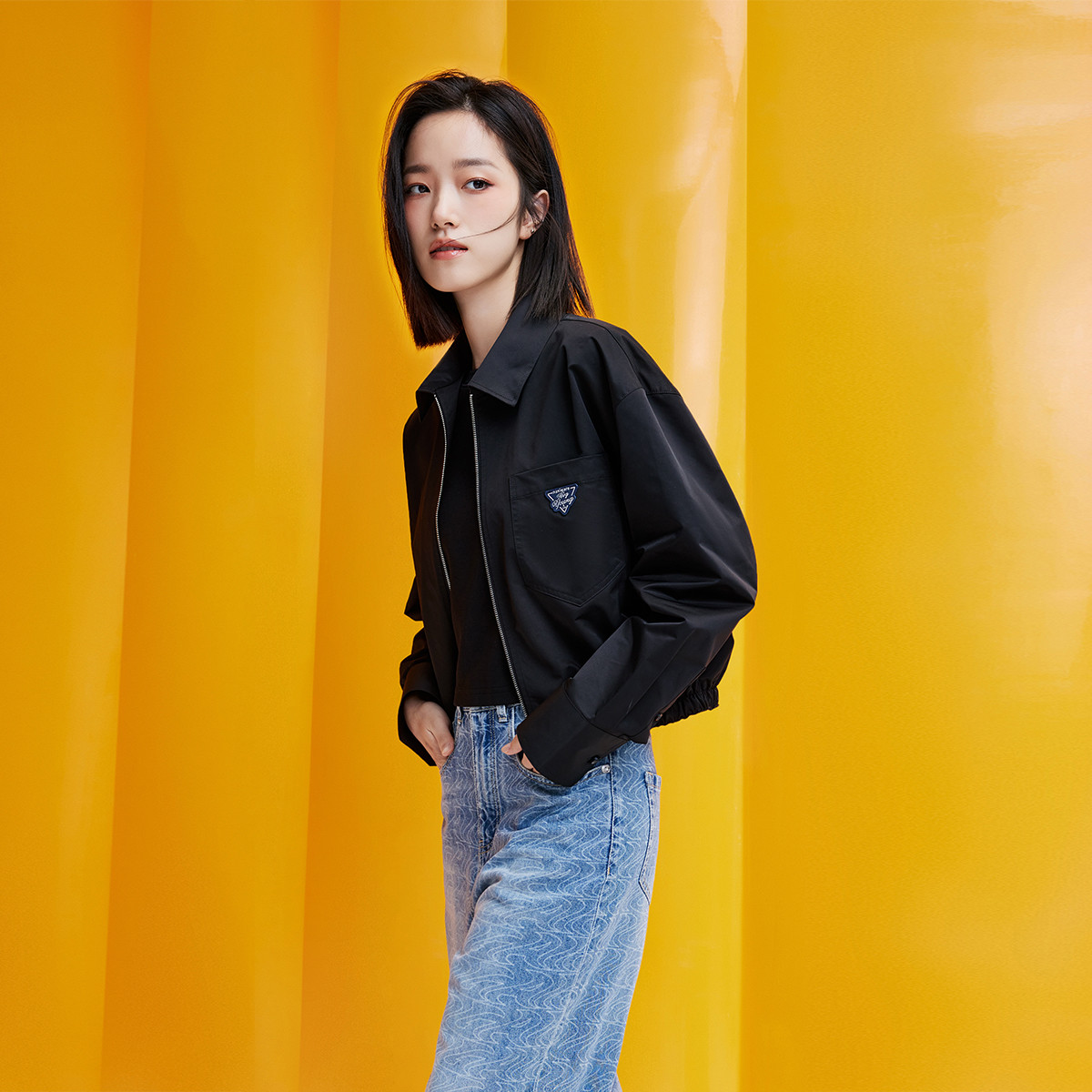 11995735.意大利小帆船YOUNG系列 春夏时尚印胶女士夹克外套