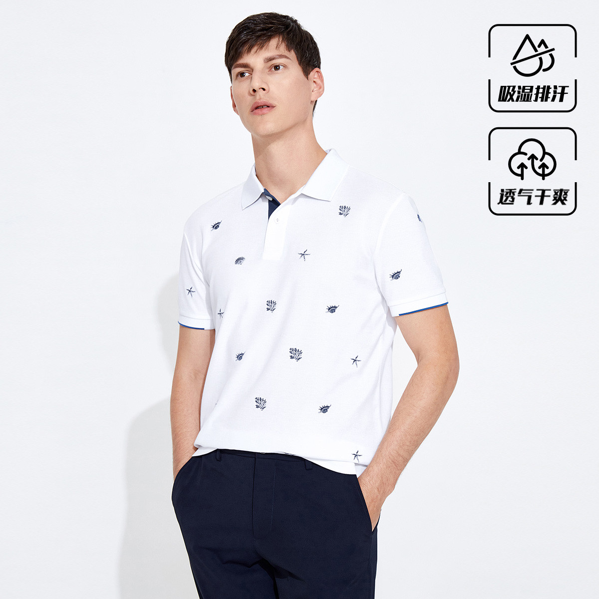 11996757.【海洋元素刺绣】意大利小帆船 春夏男士短袖Polo