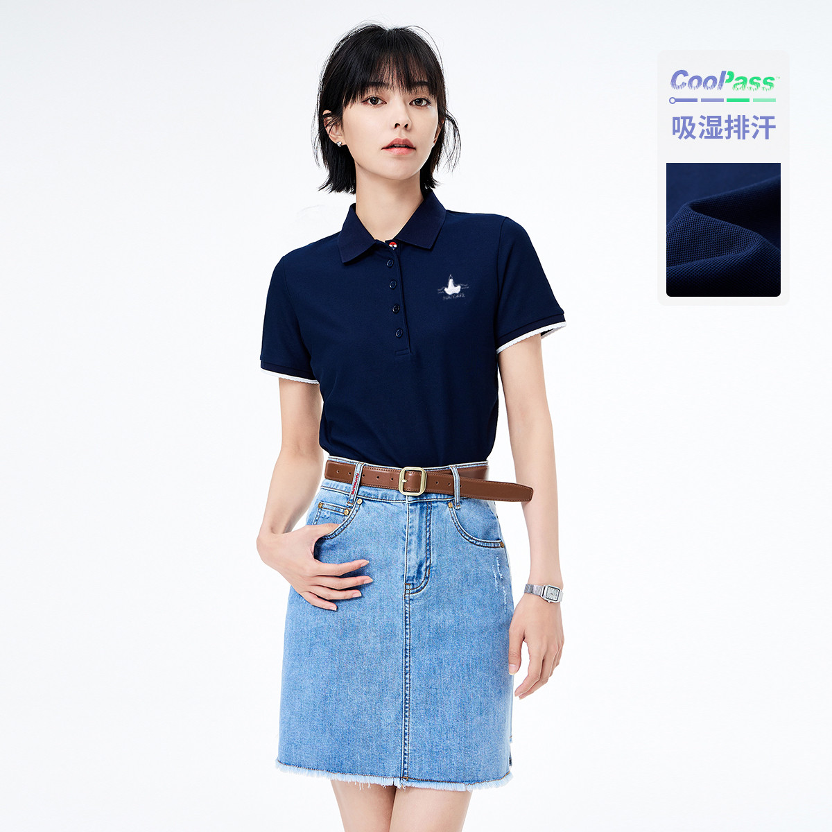 11996670.【速干】意大利小帆船 春夏轻薄透气运动短袖T恤女士POLO衫