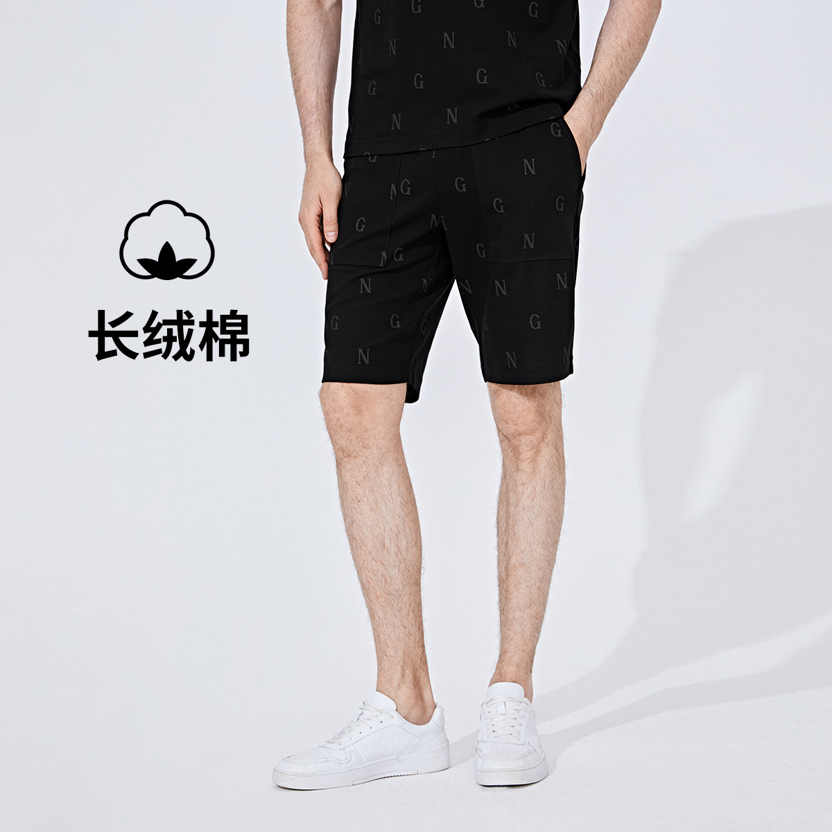11996709.【运动休闲】意大利小帆船 夏季男士黑色休闲中裤五分短裤子