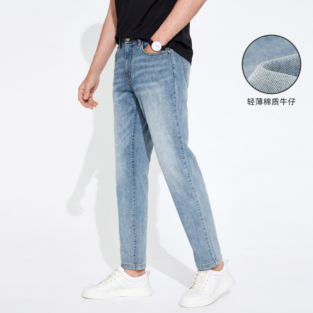 11994724.意大利小帆船 舒适柔软时尚休闲显瘦直筒裤男士牛仔长裤