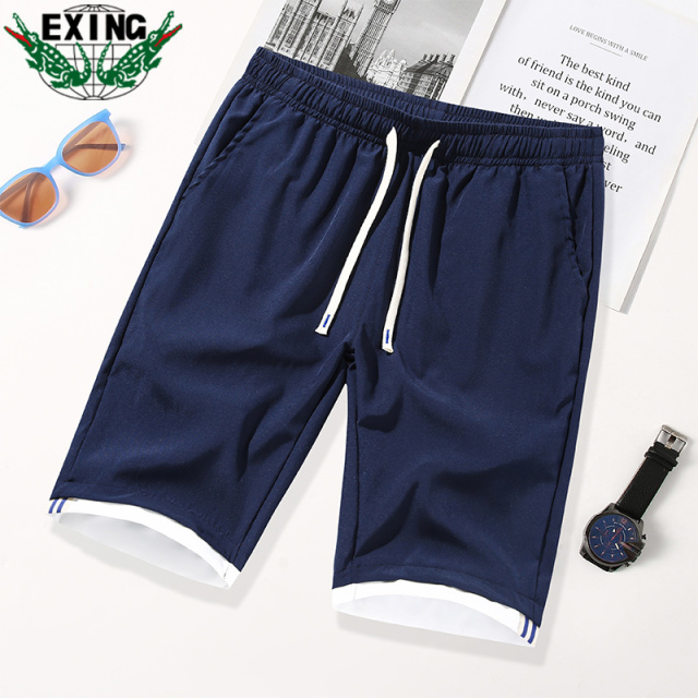 12646202.【冰丝假两件】EXING男士夏季时尚短裤