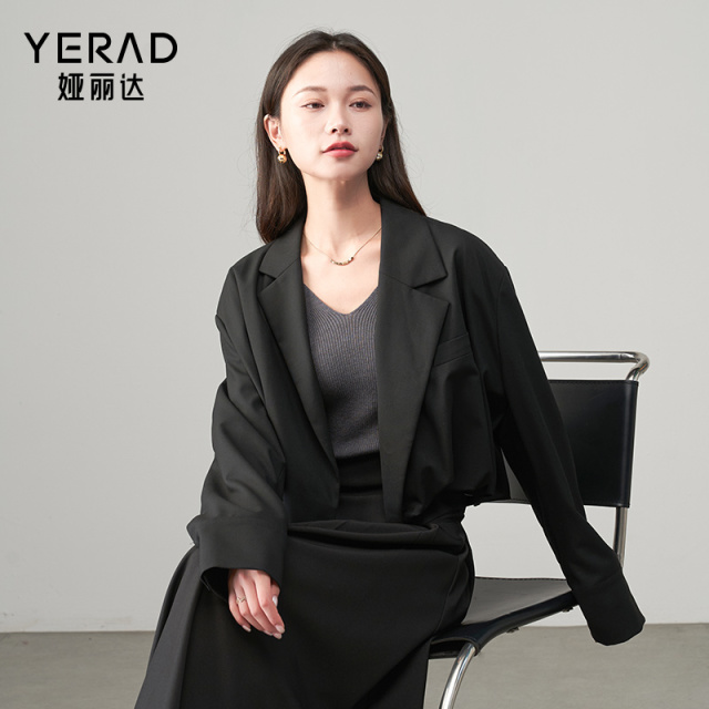 12054645.【娅丽达】高级感西装外套女时尚宽松短款西服女