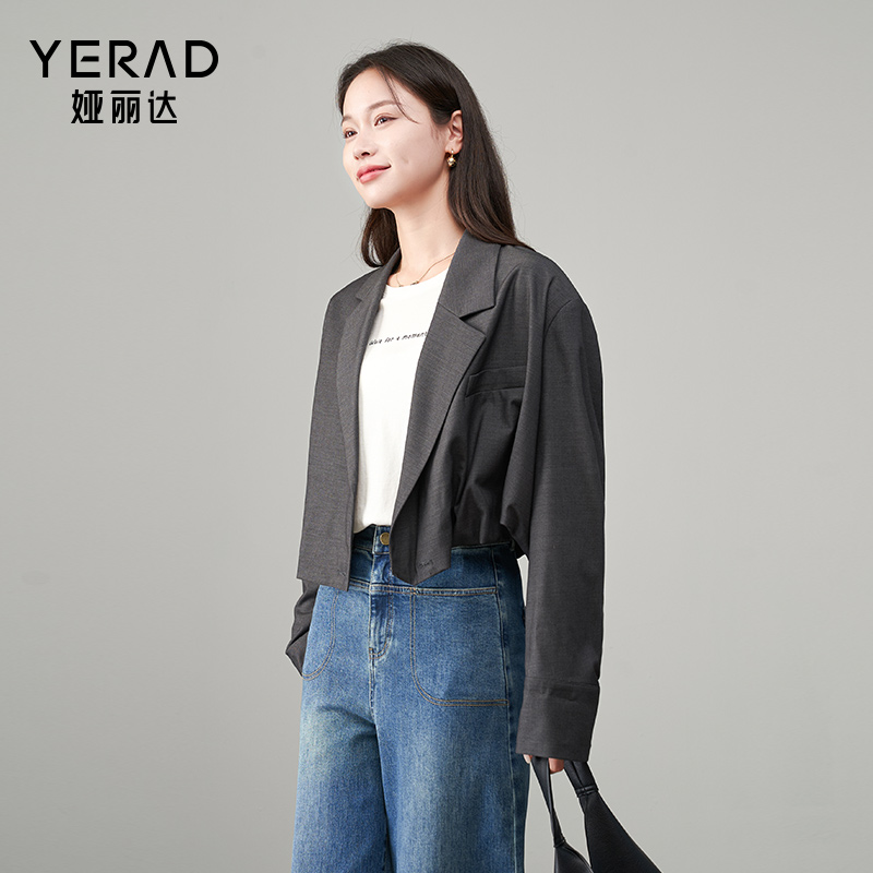 12054632.【娅丽达】高级感西装外套女时尚宽松短款西服女上衣