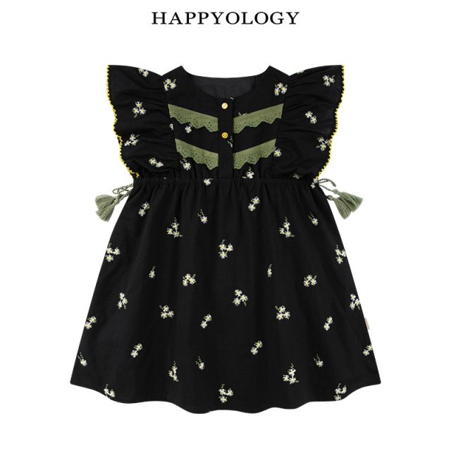 12067081.happyology英国儿童春夏裙子新品公主连身裙小飞袖女童碎花连衣裙