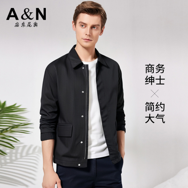 12079980.【超细高密纱支】乔沃2025春秋男装时尚休闲翻领夹克防风商务外套