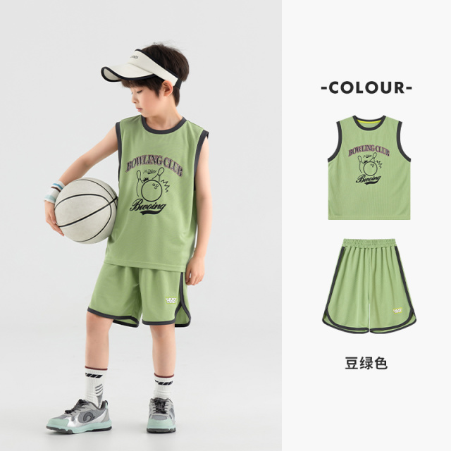 13311595.男童套装夏季宽松休闲百搭运动篮球服背心上衣个性印花短裤两件套