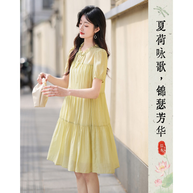 12122637.韩版宽松慵懒休闲风A版遮肚显瘦连衣裙女中长款
