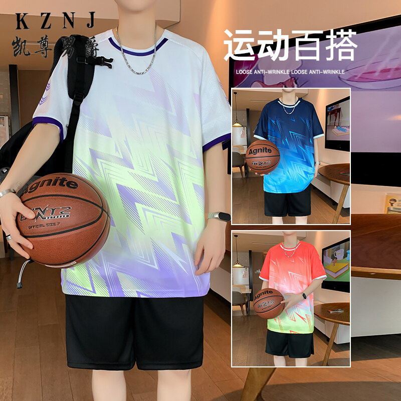 12100742.2025夏季新款青少年速干冰丝短袖套装篮球服运动套装1