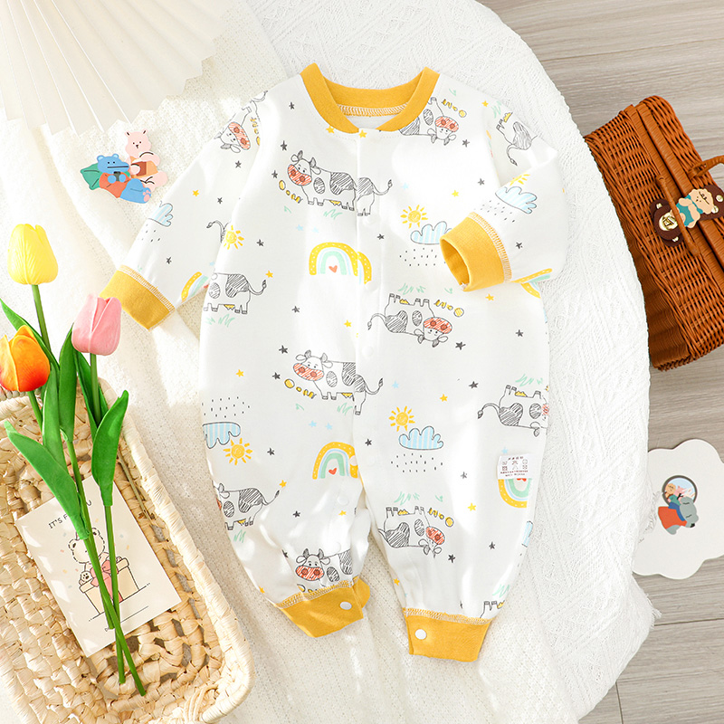 12101185.木木屋正品婴儿衣服春秋季连体衣纯棉套装新生儿打底内衣宝宝爬服无骨睡衣家居服